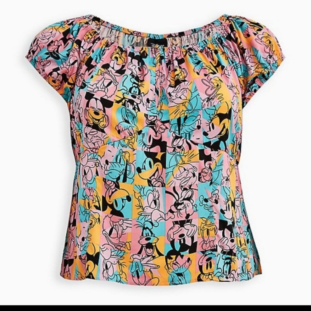 Disney Women's Colorful Cartoon Print Top